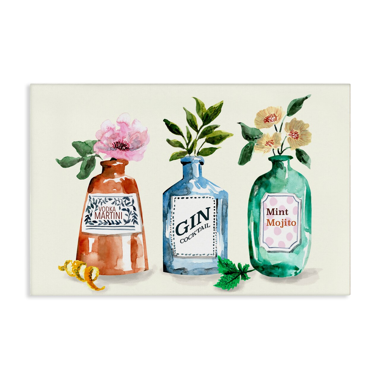 Stupell Industries Floral Alcohol Bottles Canvas Wall Art Design by Kate Eldridge